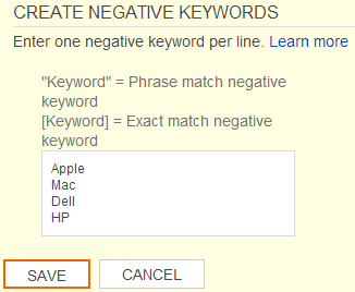 Negative Keywrods
